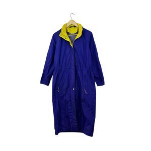 Vintage Woolrich Woman Long Rain Zip Jacket Hood Womens Large PURPLE**** READ